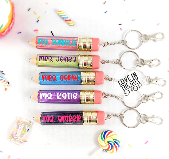 Teacher Keychain, Teaching Pencil Personalized Teacher Gift, Gift For Preschool Teacher, Kindergarten
