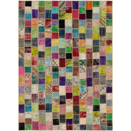 ECARPETGALLERY Hand-knotted Color Transition Patchwork Multi Wool Rug - 6'5 x 9'9