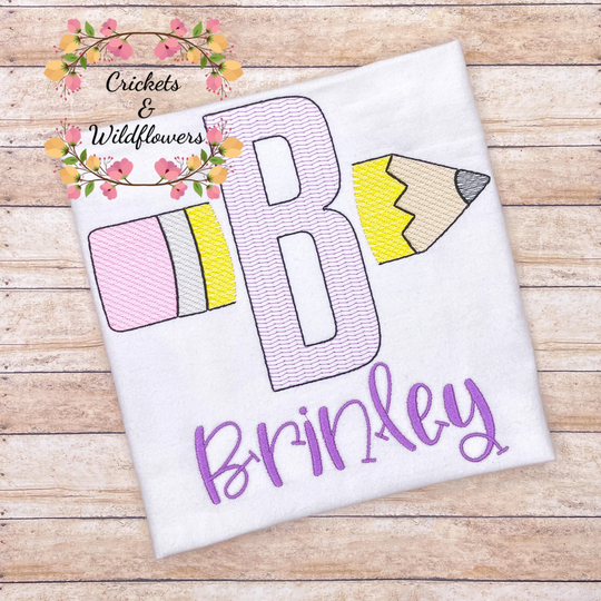 Back To School Shirt, Pencils To Shirt, First Day Of For Girl, Personalized Monogrammed Top