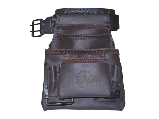 Graintex 10 Pocket Nail & Tool Pouch Oil Tanned Leather With 2" Belt