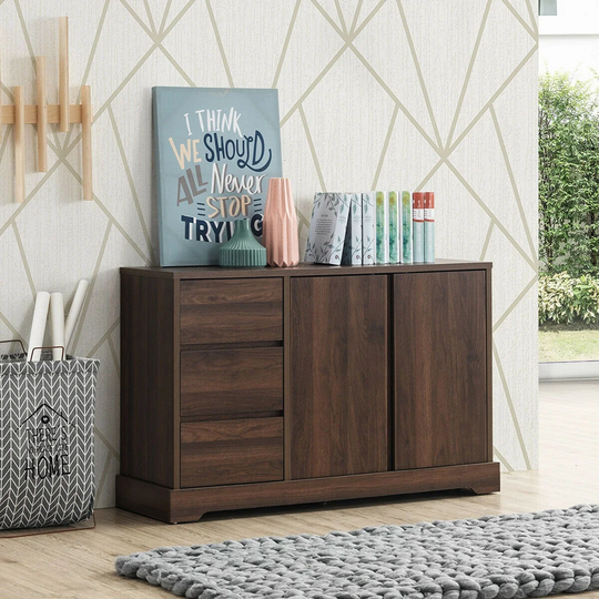 Buffet Sideboard Storage Console Table Cupboard Cabinet - Walnut
