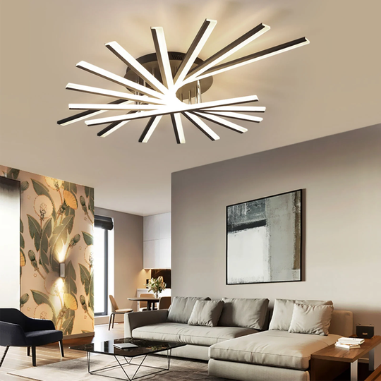 Modern Black Dimmable Sputnik LED Flush Mount Ceiling Light