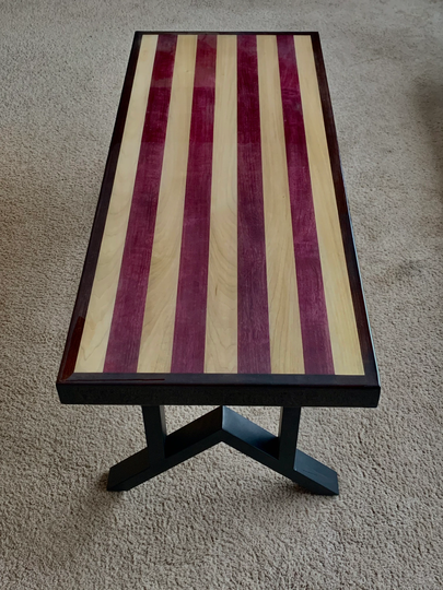 Purple Heart Coffee Table, Butcher Block Stripe Table