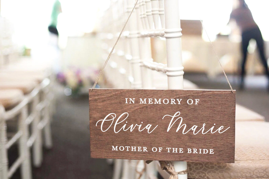 In Memory Sign, Chair Sign For Loved One, in Wedding Wood Reserved Wooden Sign-Nc