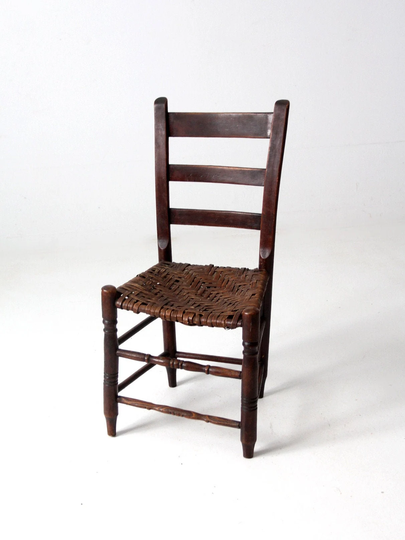 Antique Splint Woven Seat Chair