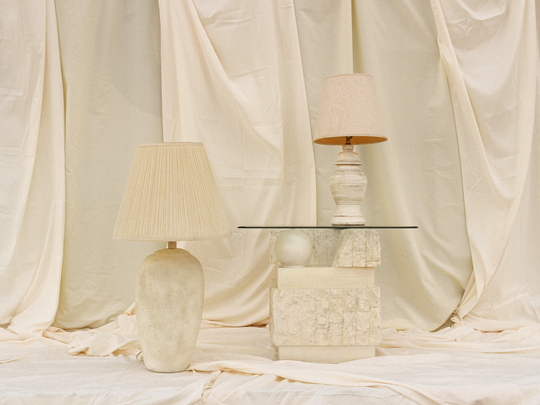 Large Stone Table Lamp Plaster Ceramic Fossil 1980S Post Modern Desert Southwest Wabi Sabi Decor Earthy Room Bohemian Accent