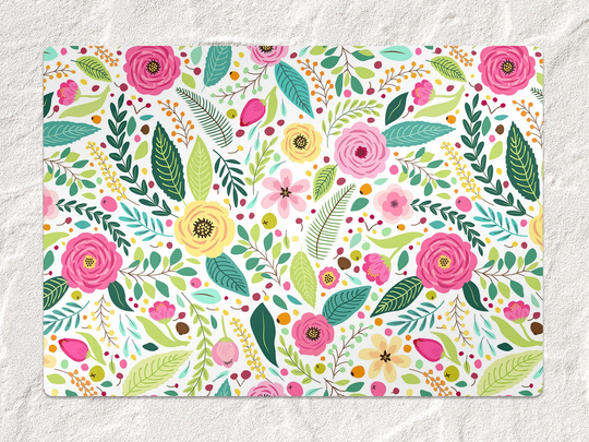 Summer Poppies Chair Mat, Yellow Splat Pink Vinyl Floor Floral Protective Decorative Housewarming Gift