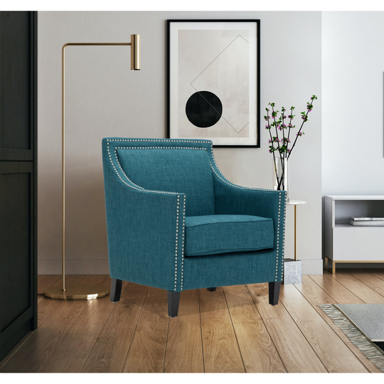 EYIW Accent Chair Armchair with Wood Legs and Nailhead Trim, Line Fabric Upholstery Accent Chairs