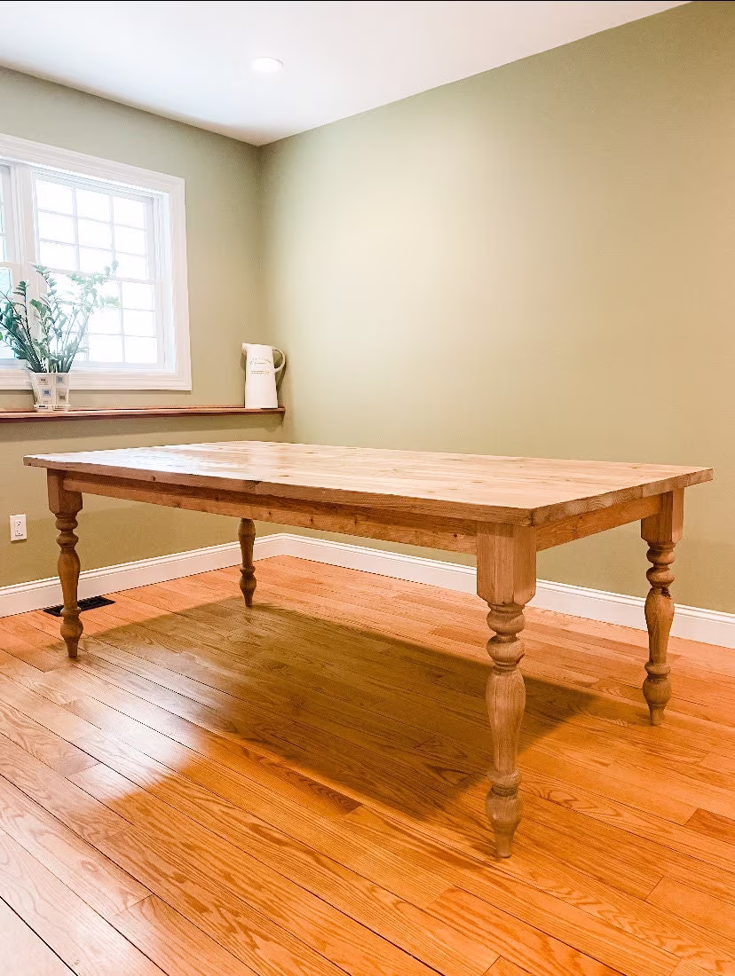Farmhouse Table, Wood Farm Dining Kitchen Custom Natural Spindle Leg Table - All Sizes