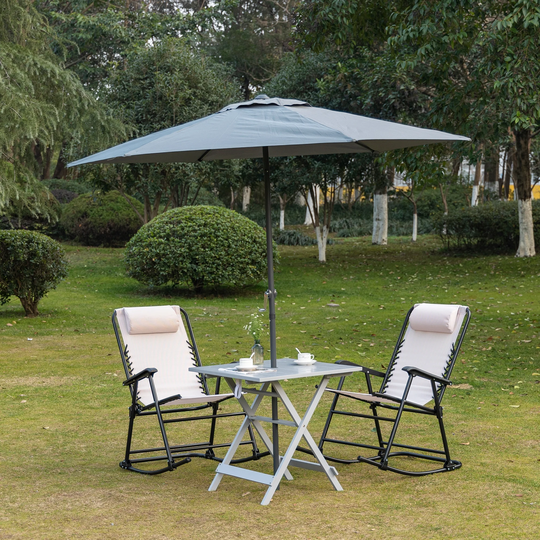 Outsunny Foldable Dining Table, Square Wood Side Table, Portable Bistro Table with Umbrella Hole for Outdoor Patio, Garden