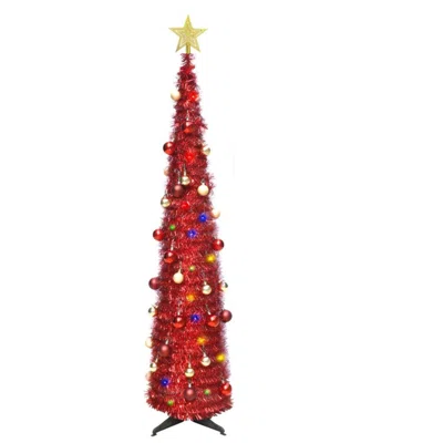 4'11" H Slender Red Christmas Tree with 50 LED Lights