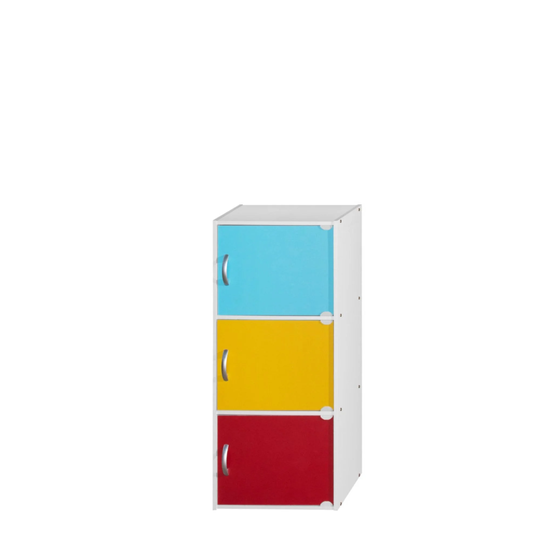 35.5" Blue and Yellow Multi-Purpose Bookcase with Doors