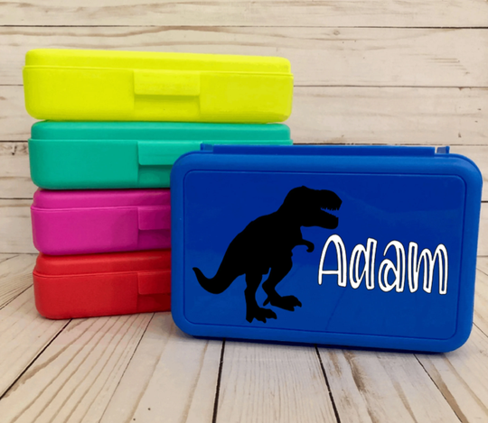 Personalized Pencil Boxes, Dinosaur Custom Box, Back To School, School Supplies, Plastic Box