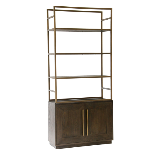 Aurelle Home Solid Oak Shelf and Cabinet Bookcase