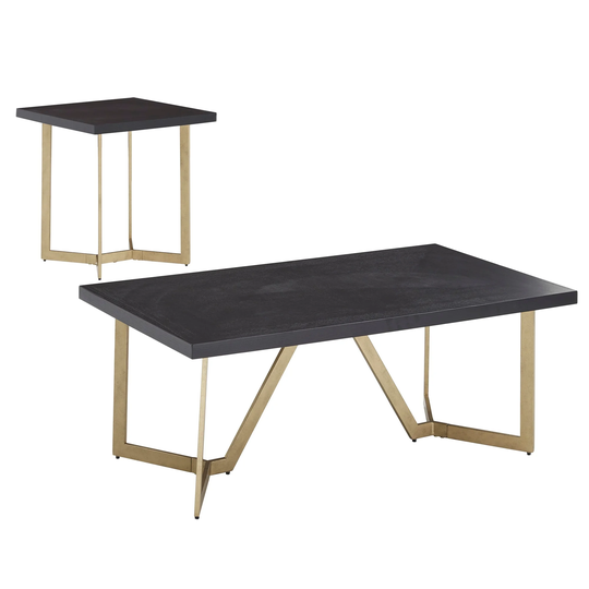 Cheyenne Black and Gold Metal Base Table Set by iNSPIRE Q Modern