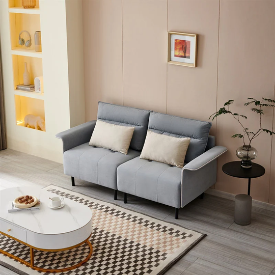 Sofa Couch, Suede Mid-Century Tufted Love Seat for Living Room