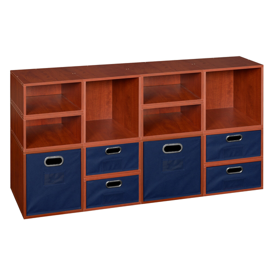 Noble Connect Storage Set- 4 Full Cubes/8 Half Cubes with Foldable Storage Bins- Cherry/Blue