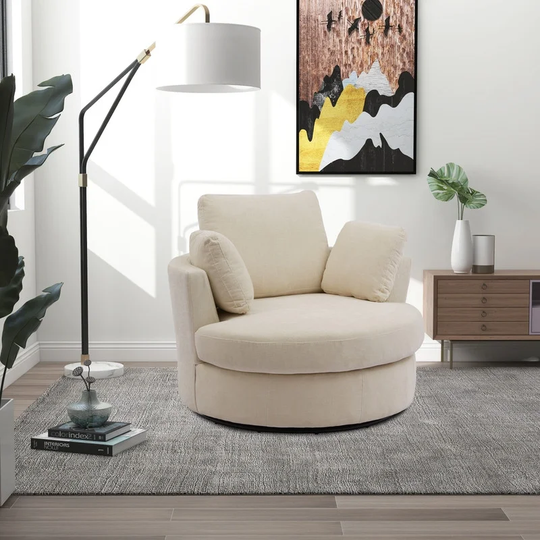 42Inch Oversized Round Swivel Accent Barrel Chair, Cozy Club Chair