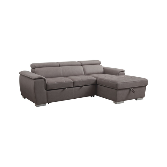 ACME Haruko Storage Sleeper Sectional Sofa in Light Brown