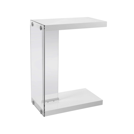 Offex Accent Table - Glossy White With Tempered Glass