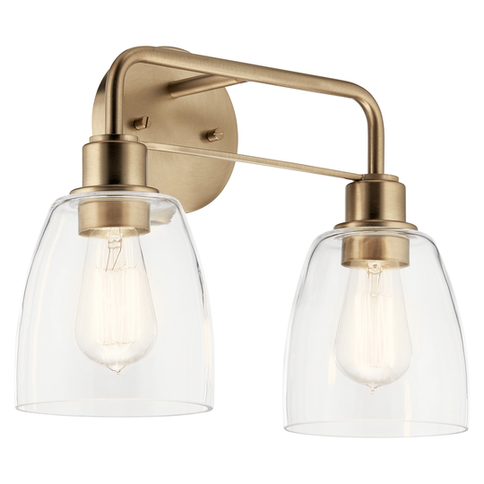 Kichler Lighting Meller 15.25 in. 2-Light Champagne Bronze Vanity Light with Clear Glass