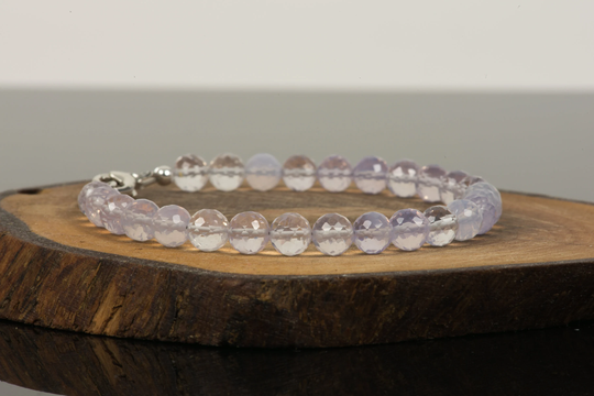 Lavender Quartz Bracelet, Natural Scorolite Moon