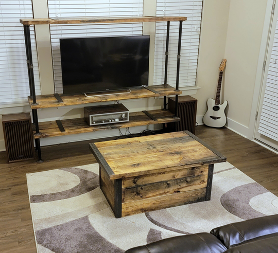 Solid Wood & Steel Coffee Table Trunk/Chest, Customizable