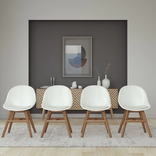 Amazonia 4 Piece Side Chairs Set Durable Eucalyptus Wood Dining Chairs Patio Seating Set