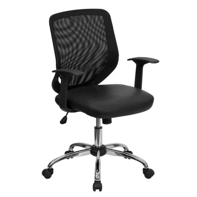 Wojciechowski Mid-Back Mesh Tapered Back Swivel Task Office Chair with LeatherSoft Seat