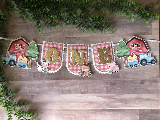 Barnyard Theme High Chair Banner | Farm Animals Party Birthday Decoration Barn Animal