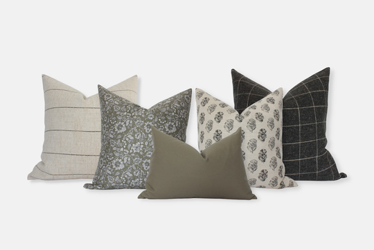 Sofa Pillow Set, Throw Pillows For Couch Green, Modern Cover Green & Gray Pillows, Cream Grey Cushions
