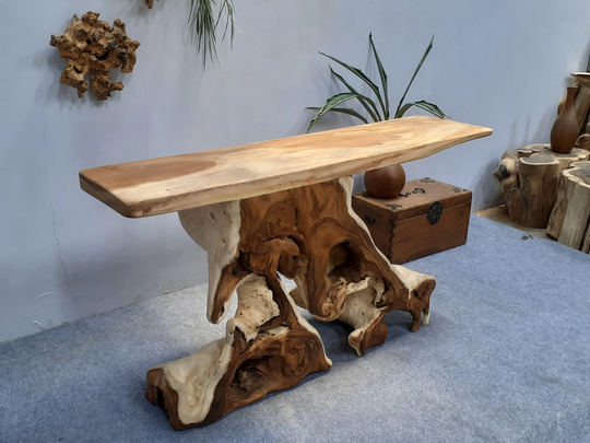 Golden Acacia Entryway Table - Natural Console Narrow