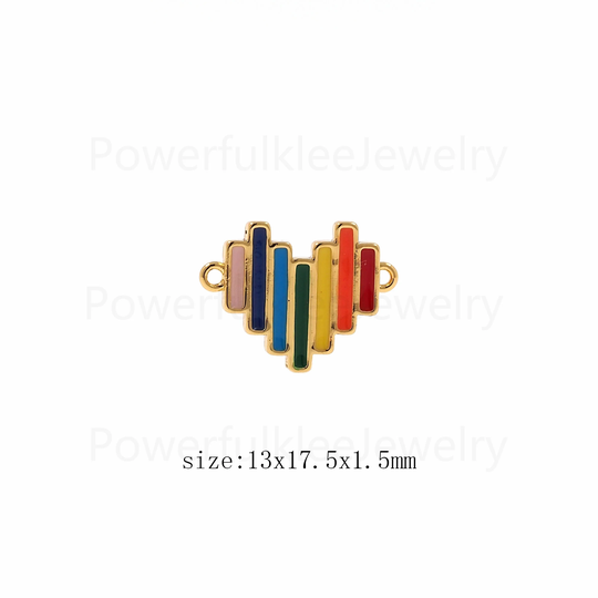 18K Gold Filled Colorful Enamel Heart Pendant, Minimalist Charm, Multi-Color Necklace, Love Charm, Diy Jewelry Making