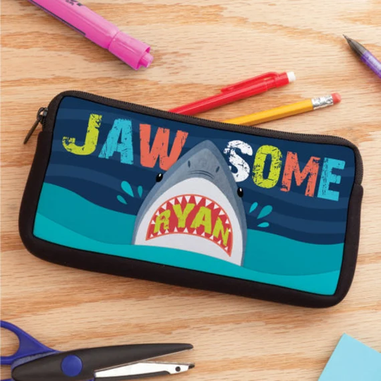 Jawsome Personalized Pencil Case, Customized Kids Pencils Pouch, Back To School Supplies