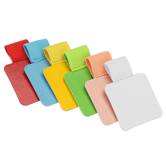 6Pcs Pen Loop Holder PU leather Self Adhesive Pencil Clip with Elastic 6 Colors - Multicolor