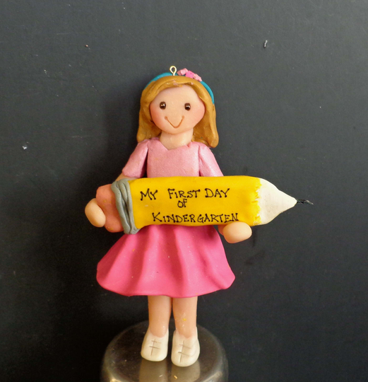 1St Day School Christmas Ornament Students Back To Polymer Clay Milestone Zoom Learning Teacher Elearn Book Pencil Kindergarten