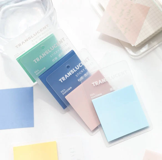 Pastel Transparent Page Flags | Vellum Notepad Translucent Sticky Notes 1.97" X 1.97' Tracing Paper Office Study Planner