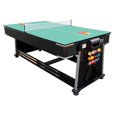 Rack Triad 7-foot 3-in-1 Multi Game Swivel Billiard/pool Table (green Felt With Black Body)