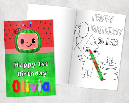 Personalized Cocomelon Coloring Book| Party Favors| Custom Thank You