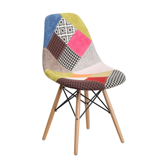 Offex Elon Series Milan Patchwork Fabric Accent Chair with Wooden Legs - 18.25"Wx22.5"Dx32"H