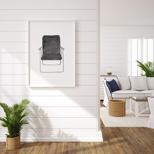 Watercolor Fishing Chair Art Print, Fisherman Gift, Decor, Chair Art, Gifts For Men