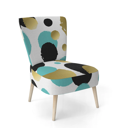 Designart 'Gold and Blue Circles' Upholstered Mid-Century Accent Chair