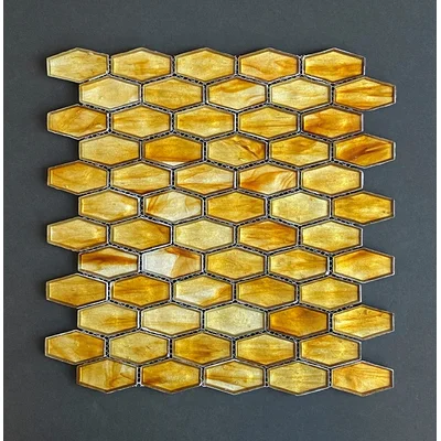 Iridescent 1 1/4" x 2" Long Hexagon Glass Tile