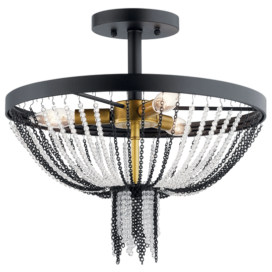 Kichler Lighting Alexia 3-Light Semi Flush Crystal Bead Textured Black