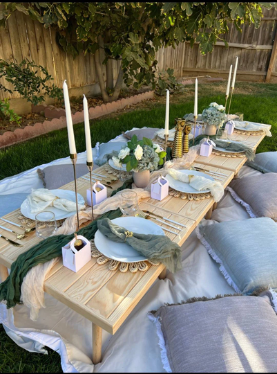 30x90 H 13/19 Inc, Boho Large Table, Wooden Picnic Camp, Folding Patio Foldable Table