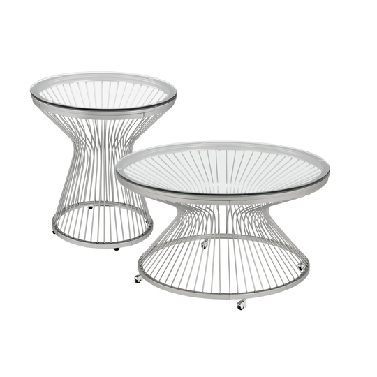 Picket House Furnishings Poppy 2PC Occasional Table Set in Chrome