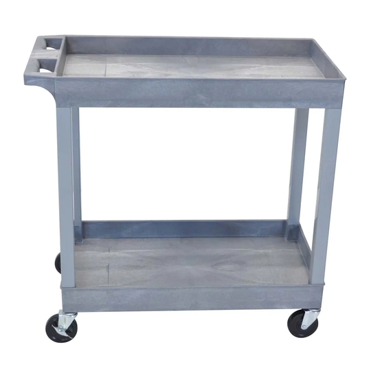 Offex OF-EC11-G 2 Shelves Multipurpose Grey Storage Plastic Tub Utility Cart