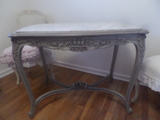 Antique Shabby French Marble Top Table Ornate Roses Carvings~No Free Shipping~