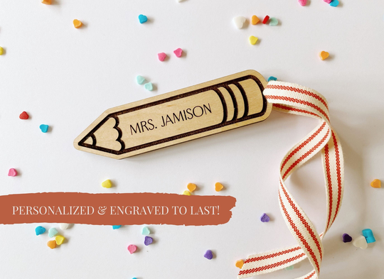 Personalized Teacher Appreciation Pencil Gift Tag, Name Custom Gift, End Of Year Basket Tag