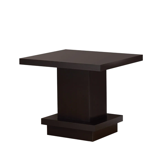 Pedestal Square End Table in Cappuccino